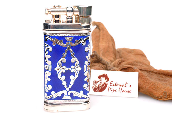 Sillems 1990RB Pipe Lighter Old Boy LEA  Doubleside royal blue